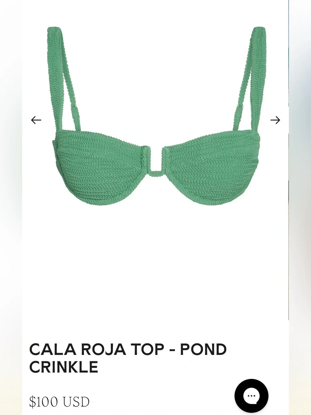 Monday Swimwear Cala Roja Top (P) + Palma Bottom (S) Set in Pond Crinkle